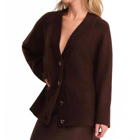 NEW 525 AMERICA miller oversized cozy cardigan in coffee bean - Picture 4 of 4